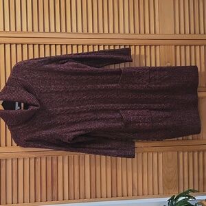 Cozy Maroon Turtleneck Sweater Dress